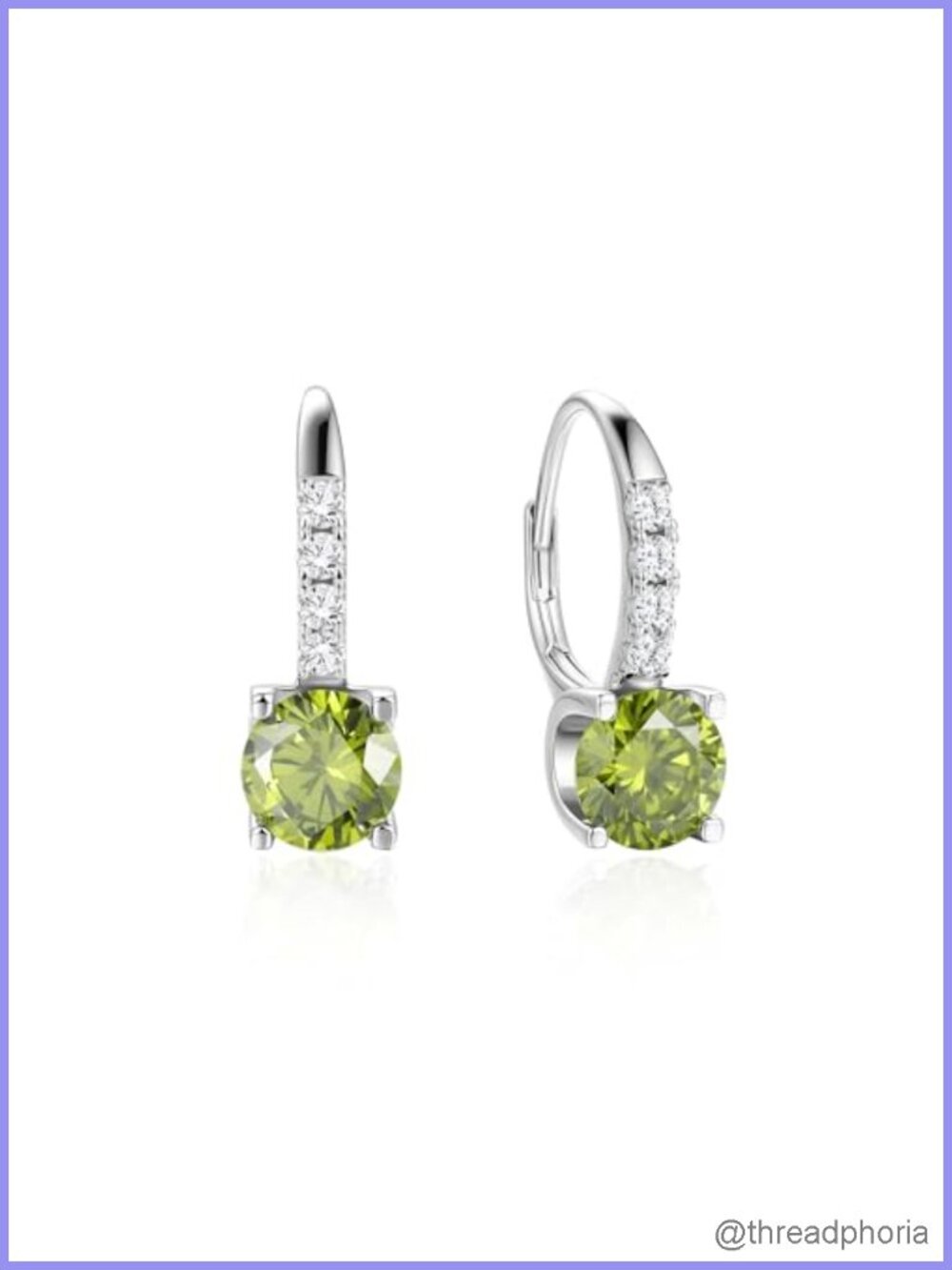 Birthstone Leverback Dangle Earrings 925 Sterling Silver